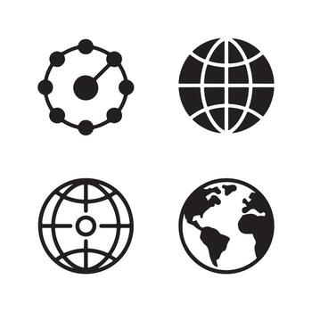 Global online access network solid icons vector