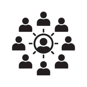 Virtual team collaboration solid icon vector