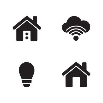 Smart house automation network solid icons vector