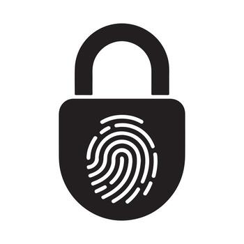 Lock With Fingerprint Biometric Security Access Icon vector