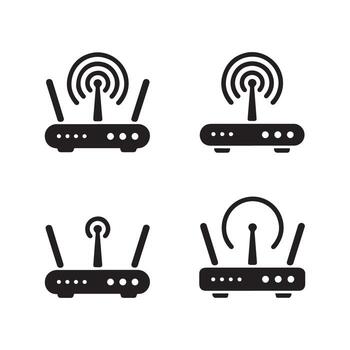 WiFi network router solid icons vector