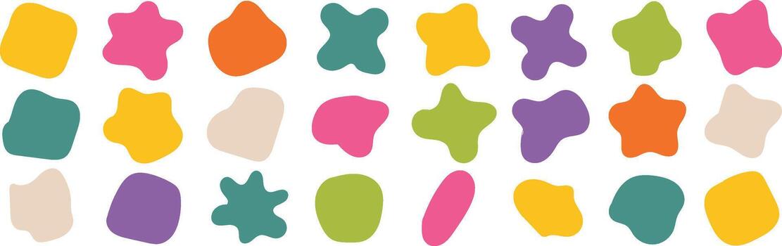 Abstract organic shape collection in colorful and textured design variations for creatives vector