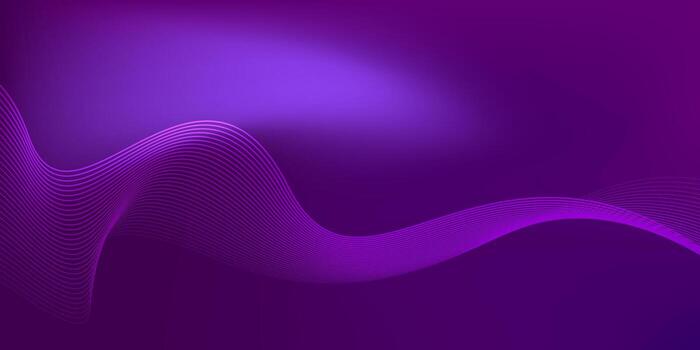 Soft gradient dark purple abstract background with flowing wavy lines. vector