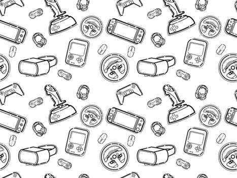 Joystick seamless pattern. Game console symbol. Gamepad for , 3D, VR, AR. vector