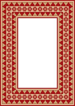 square Assyrian gold with red ornament. Rectangle, border, frame of Mesopatamia. Pattern of the ancient East vector