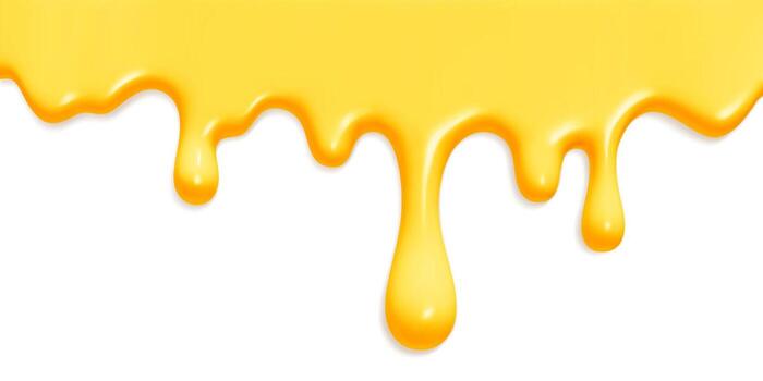 Golden honey drips with glossy liquid texture on white bg, syrup streams melting downward in realistic viscous flow. vector