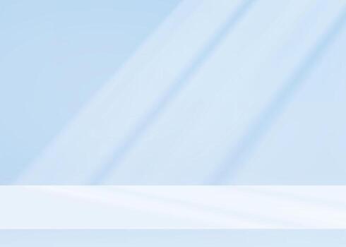Empty studio background in soft blue tones with natural sunlight and window shadow patterns on wall. vector