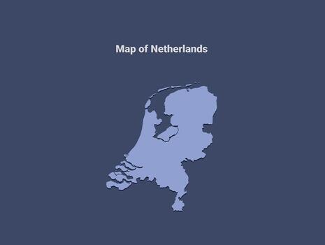 Map of netherlands, minimalistic silhouette in soft blue on dark background vector