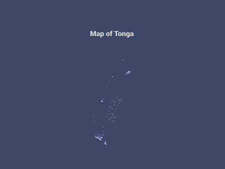 Map of tonga, minimalistic silhouette in soft blue on dark background vector