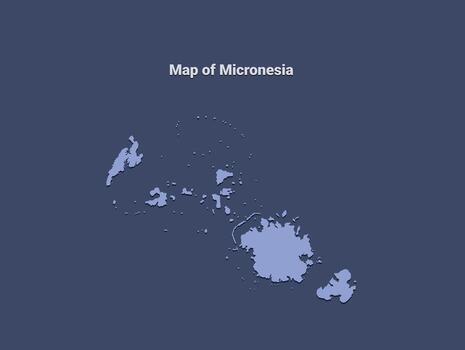 Map of micronesia, minimalistic silhouette in soft blue on dark background vector