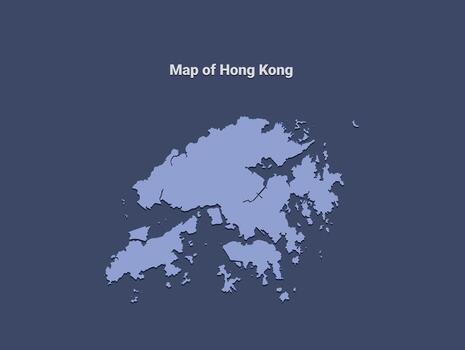 Map of hong kong, minimalistic silhouette in soft blue on dark background vector