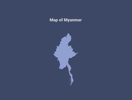 Myanmar map, minimalistic silhouette in soft blue on dark background vector