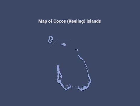 Map of cocos islands, minimalistic silhouette in soft blue on dark background vector