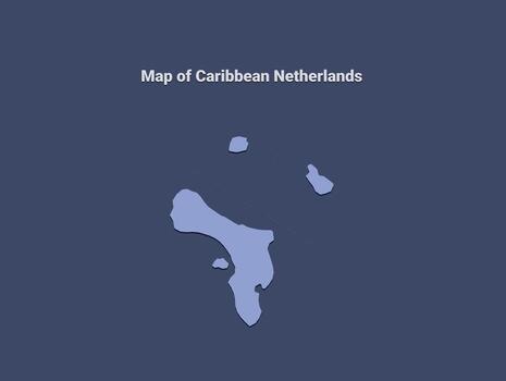 Map of caribbean netherlands, minimalistic silhouette in soft blue on dark background vector
