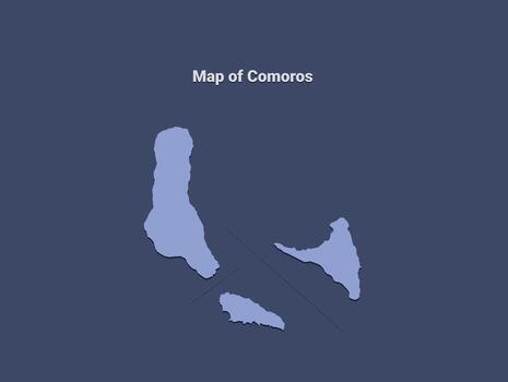 Map of comoros, minimalistic silhouette in soft blue on dark background vector