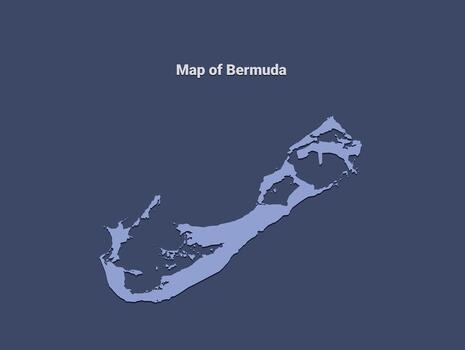 Map of bermuda, minimalistic silhouette in soft blue on dark background vector