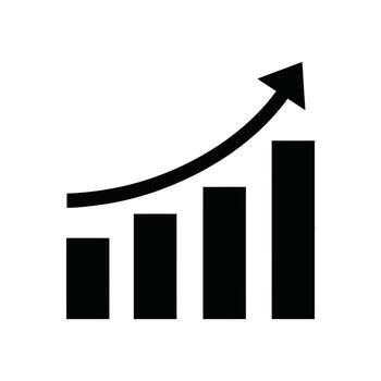 Growth chart icon with arrow increasing values on white background illustration vector