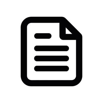 Minimalist Black Document Icon with Rounded Corners and Three Lines on White Background vector