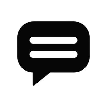 Black conversation bubble speech icon with horizontal lines isolated on white background vector