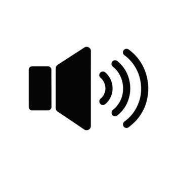 Black speaker icon with sound waves on a white background, simple design vector