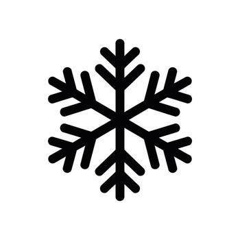 Black snowflake icon with rounded edges on a clean white background vector