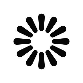 negro cargando icono con blanco fondo, consistente de radial redondeado barras vector