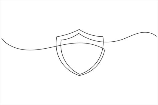 Continuous single line shield representing information safety vector