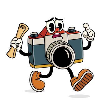 animated camera character with scroll vector