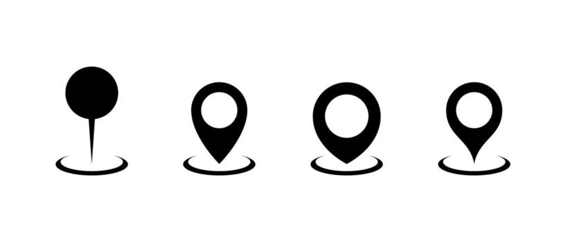 Place marker icon set. Map pin, location and gps pointer symbol. Navigation and destination sign vector