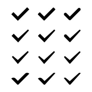 Check mark icon set collection. Tick and approval symbol. Checkmark and success sign vector