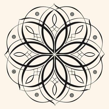 A modern calligraphic mandala design featuring a freehand style with intricate details and vibrant color elements suitable for artistic or decorative applications vector