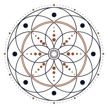 Minimalist tech mandala with evenly spaced dots and geometric patterns vector