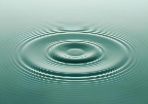 Close-up of circular ripples expanding on a tranquil green water surface, a symbol of impact and serenity photo