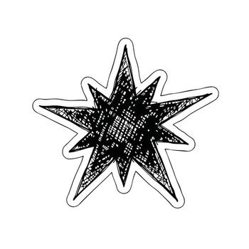 Hand-Drawn Monochromatic Burst Expressive Star with Textured Lines for Creative Projects vector
