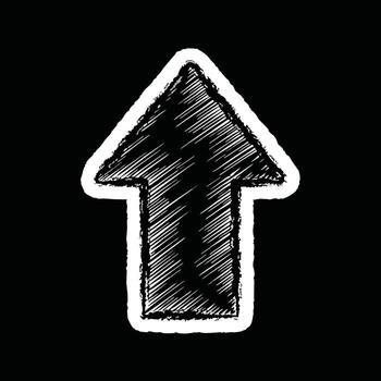 Black and White Up Arrow Symbol on Black Background - A Simple Icon for Direction and Progress vector