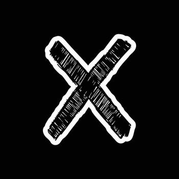 Hand-drawn X mark symbol with a rough sketch texture. Grunge style cross icon representing wrong, delete, or close on a black background vector