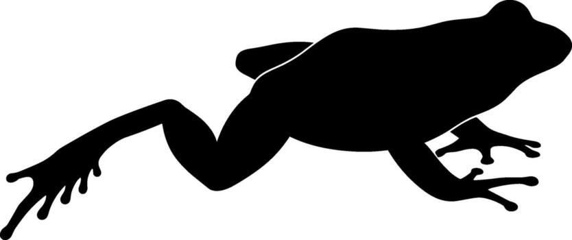 Dynamic silhouette of a leaping frog, an isolated amphibian graphic element on a white background vector