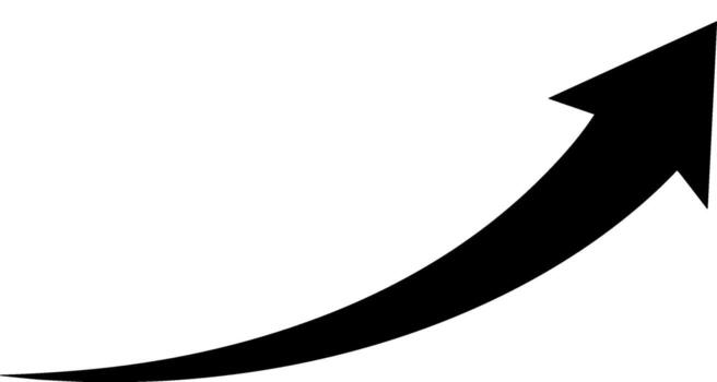 Black arrow pointing upwards on a white background, symbolizing growth and progress vector