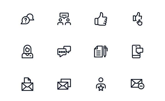 Customer Support Service icon set depicting ticket assignment, live assistance, and support workflow tracking for effective management vector
