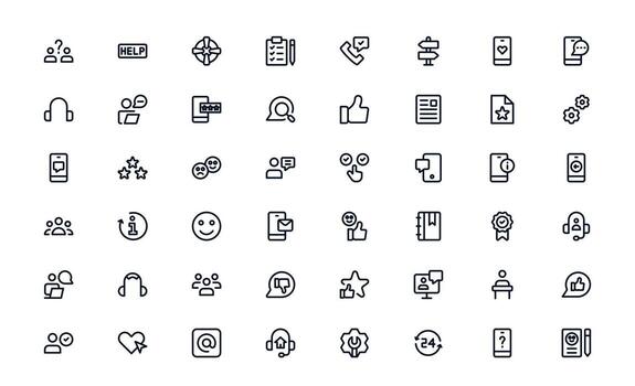 Customer Support Service icon set illustrating email support, feedback handling, and issue resolution tools vector