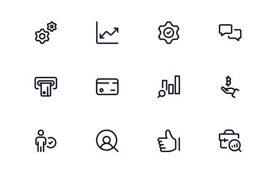 Finanzas administración icono conjunto representando gastos seguimiento, inversión planificación, y financiero objetivo ajuste para personal y negocio utilizar vector