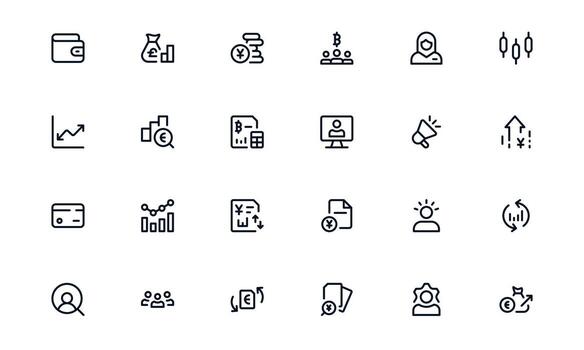 Finanzas administración icono conjunto ilustrando efectivo fluir supervisión, financiero informes, y gasto rastreo para mejor decisión haciendo vector