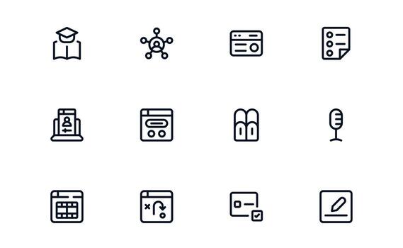 Content Creation icons set professional clean design for design studios, marketers, and online creators vector