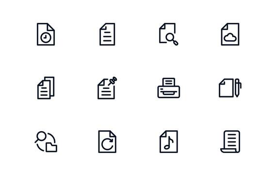 documento Procesando y flujo de trabajo administración moderno contorno íconos para tarea rastreo y digital oficina administración vector