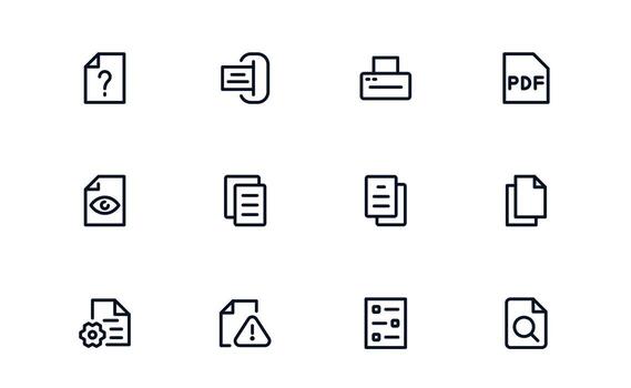 documento Procesando y flujo de trabajo administración moderno mínimo íconos para negocio flujo de trabajo y documento automatización vector