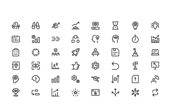 Productivity icon set showing task management, time optimization, and project tracking tools for efficient daily workflow and performance vector
