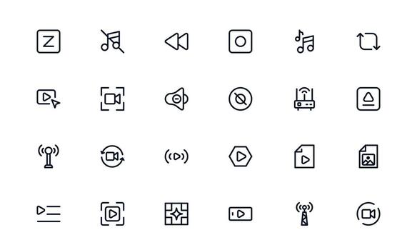 Playback and Media Control icons bundle featuring multimedia controls, sound balance, and playlist navigation tools vector