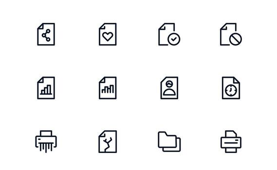 documento Procesando y flujo de trabajo administración minimalista plano icono conjunto para tarea automatización y documento administración vector
