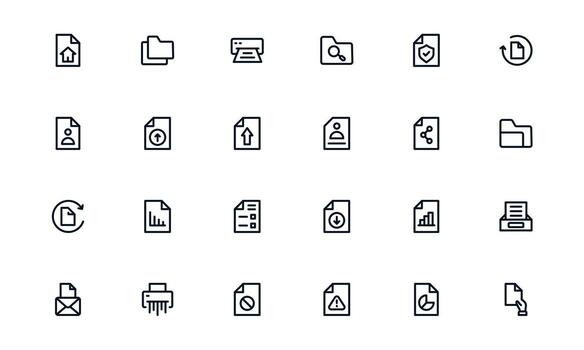 documento Procesando y flujo de trabajo administración detallado limpiar íconos para flujo de trabajo rastreo y digital oficina soluciones vector