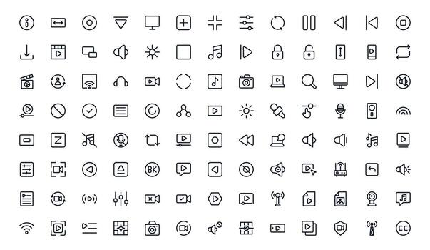 Playback and Media Control icon collection showing play, pause, stop, and skip buttons for modern audio and interfaces vector